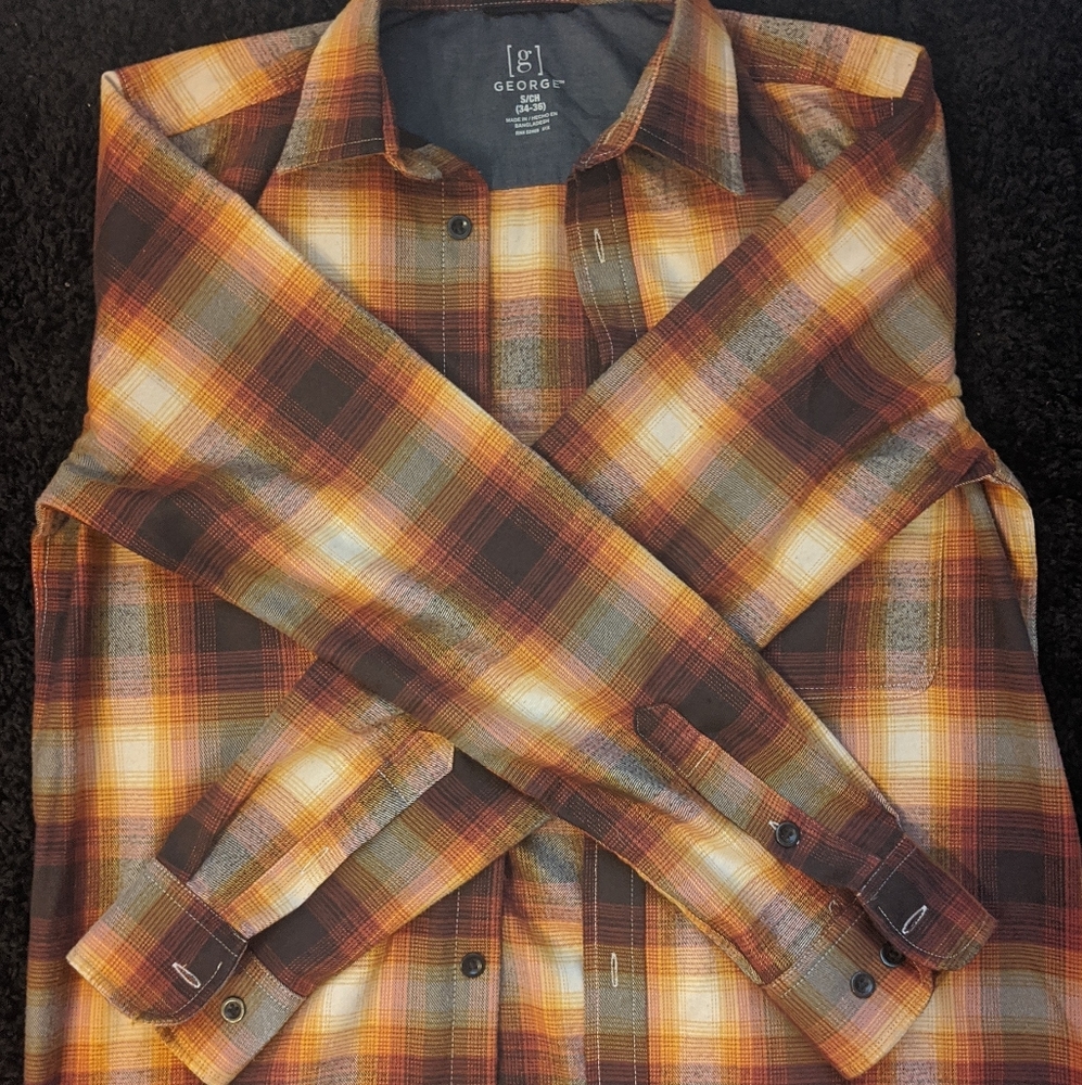 Flaming orange plad shirt